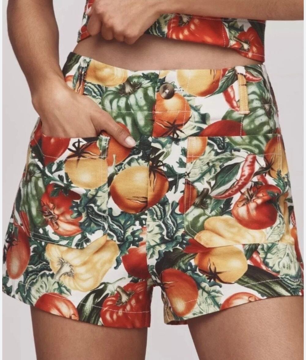 Maeve Anthropologie The Colette Linen Veggie Shorts NWT